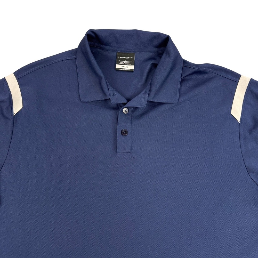 Nike Golf Polo Shirt Mens Large Blue Dri-FIT Solid Performance Golf Top Preppy